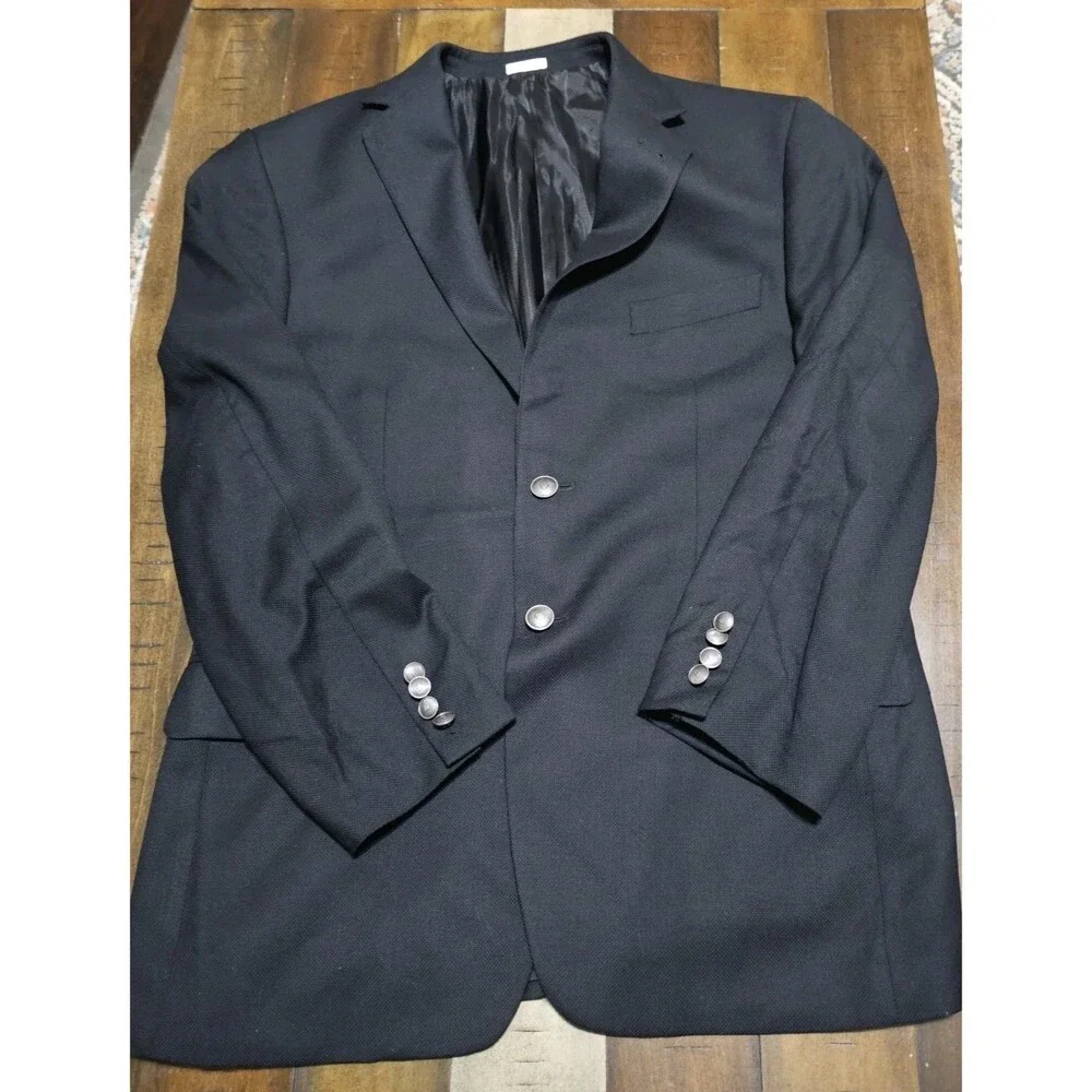Joseph Abboud Heritage Blazer Mens 40 Short Black 100% Wool Reda Fabric Italy